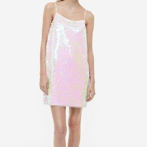 H&M  White Sequined Mini Dress XS NWT